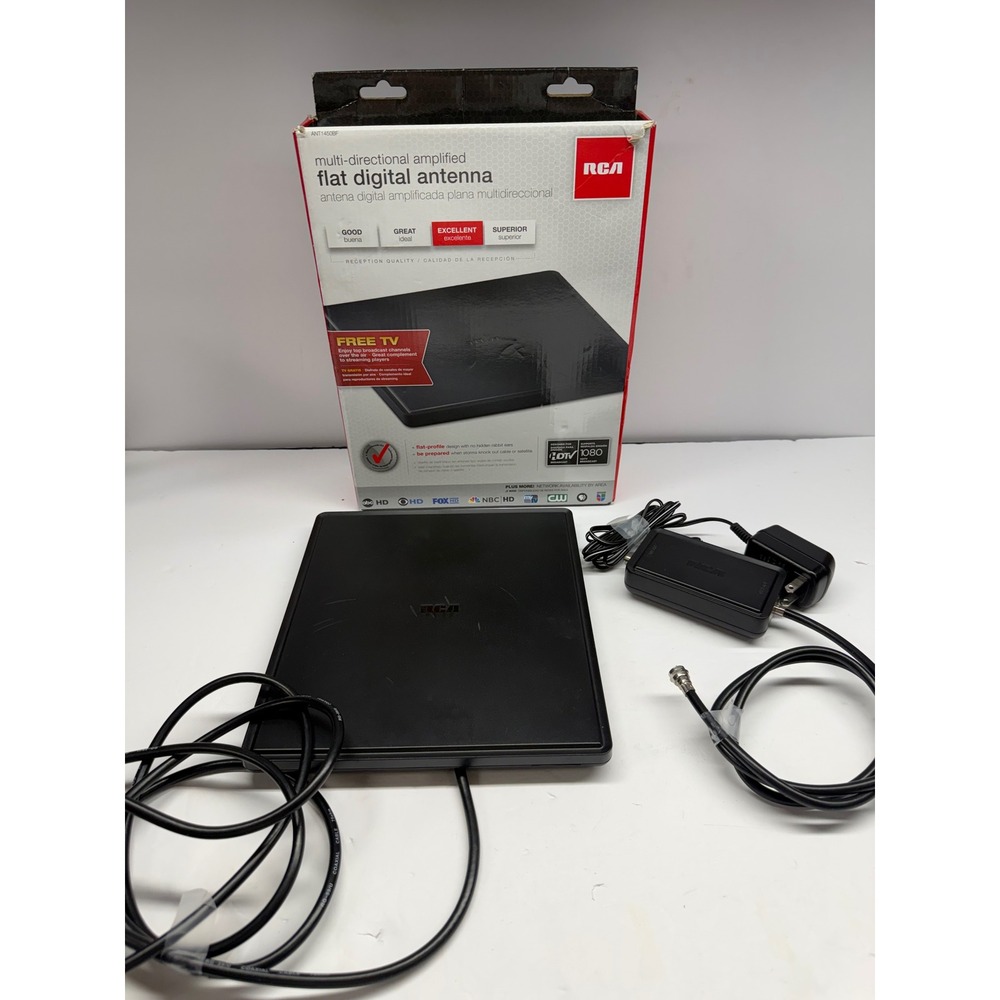 RCA ANT1450BF Multi-Directional Amplified Flat Digital HDTV Antenna Black